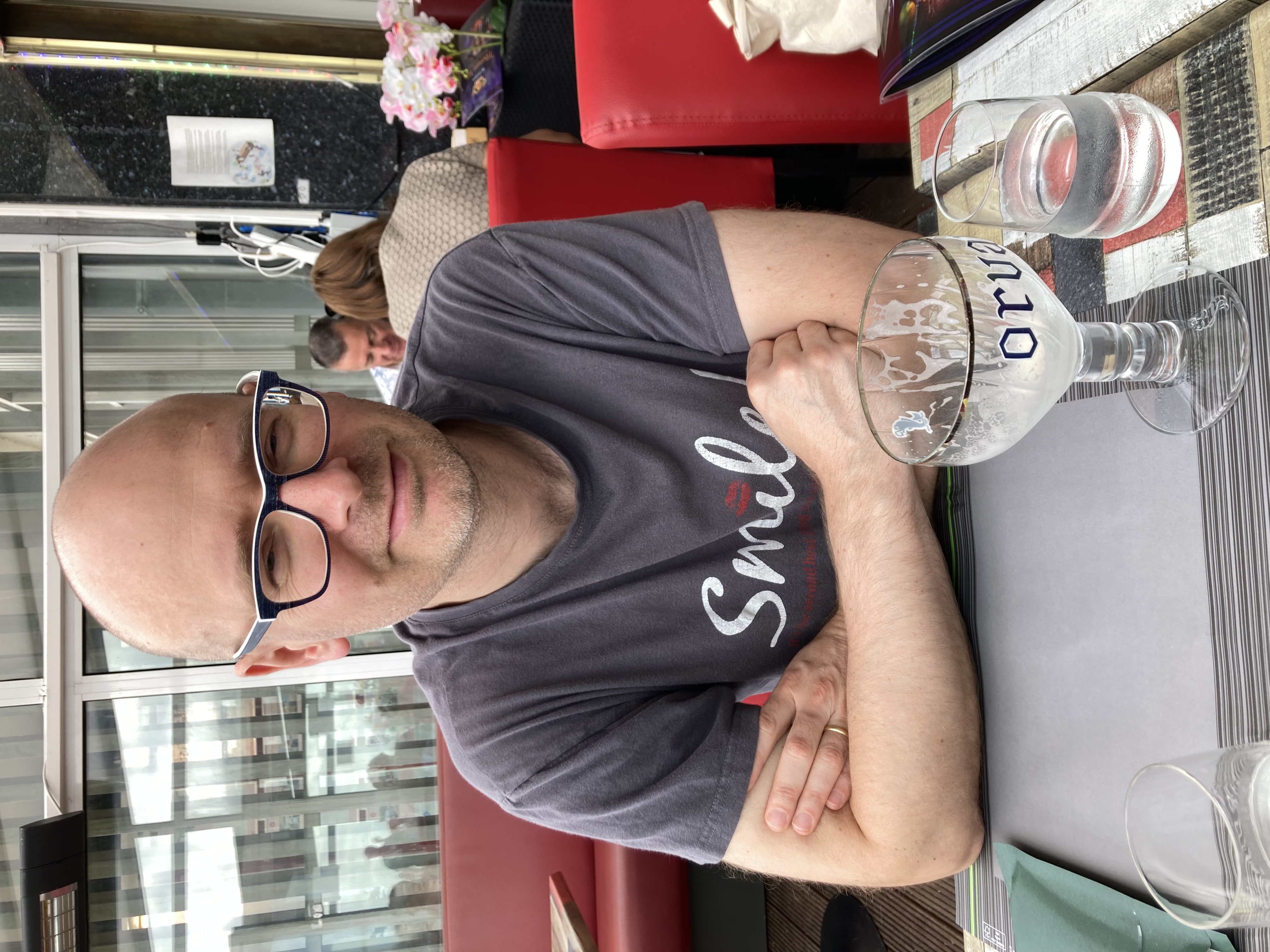 Vincent Meunier devant un verre à Orval vide